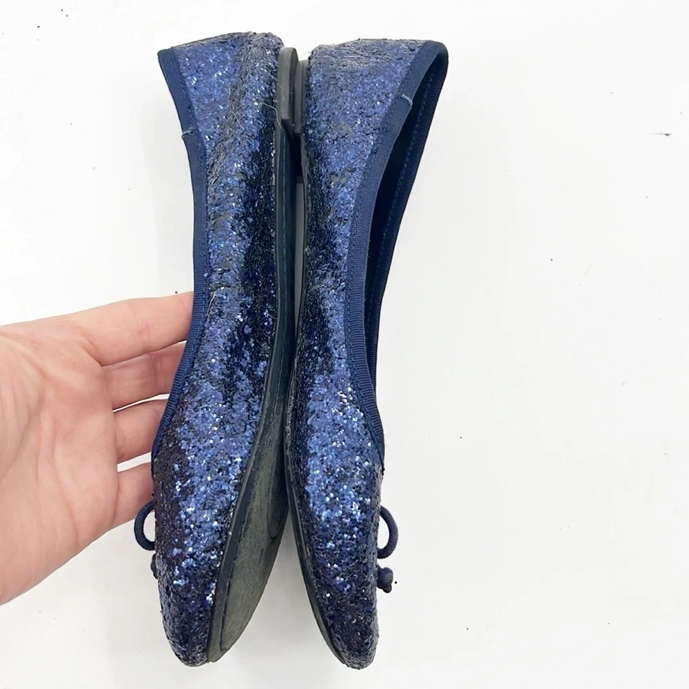 Tory Burch Chelsea Glitter Ballet Flats Navy Blue Size 8.5